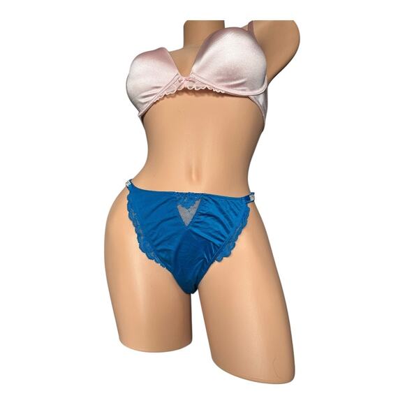 Victoria's Secret Very Sexy Bombshell Shine Cheeky Panty blue lace crystals XL - Picture 6 of 11